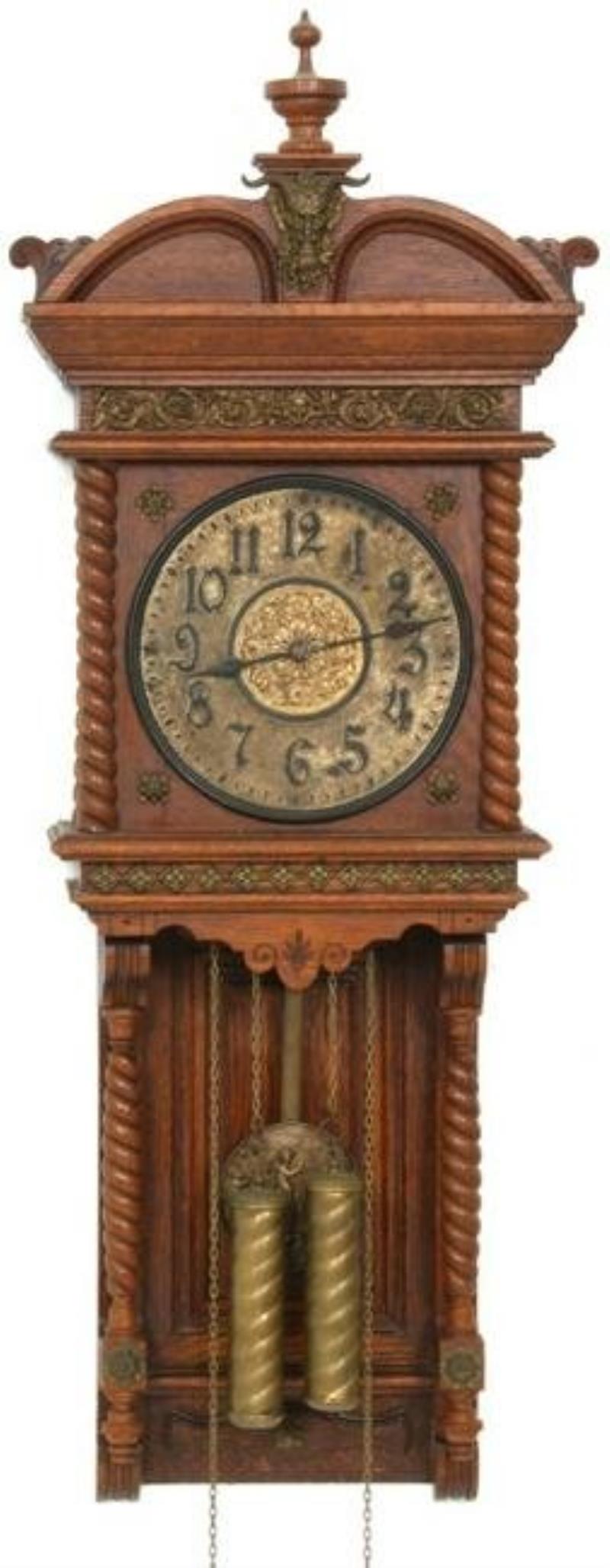 Ansonia “Niobe” Oak Weight Driven Wall Clock