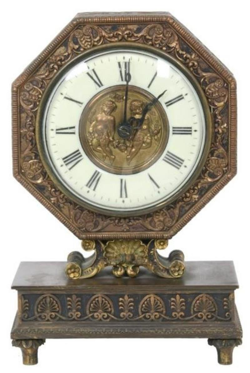 E.F. Caldwell & Co. Gilt Bronze Mantle Clock