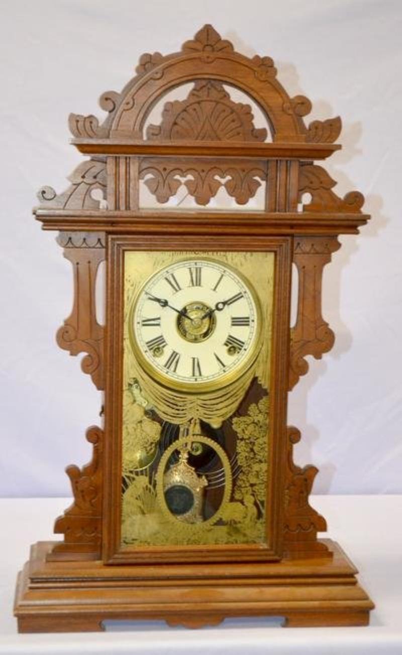 E.N Welch Walnut “Dorita” Parlor Clock. T&S alarm,