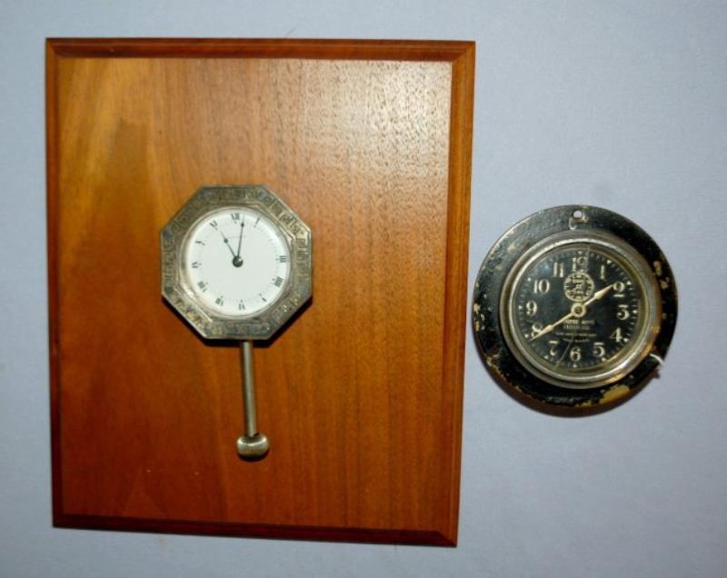 2 Antique Car Clocks; Waltham & Keyless Auto