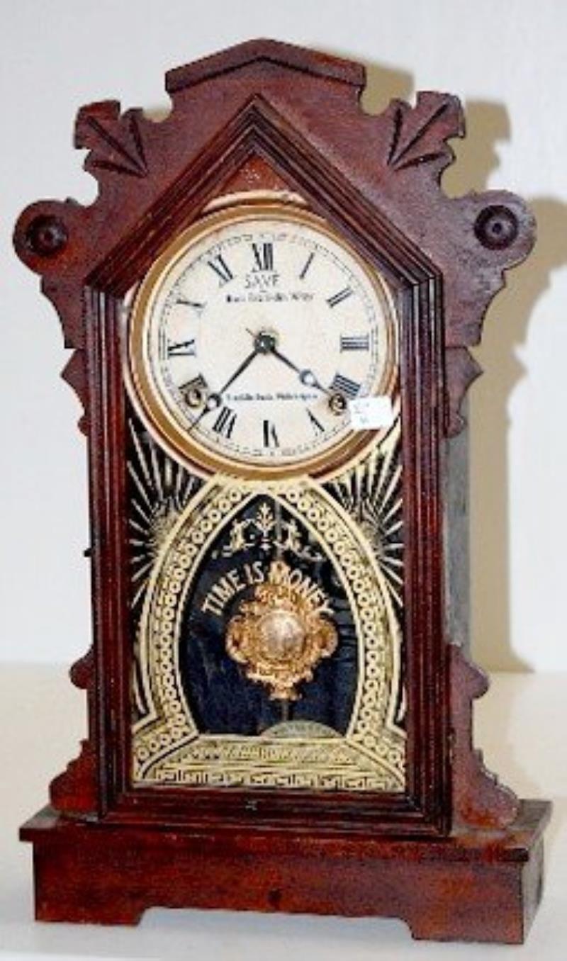 Ansonia Walnut Franklin Bank Shelf Clock