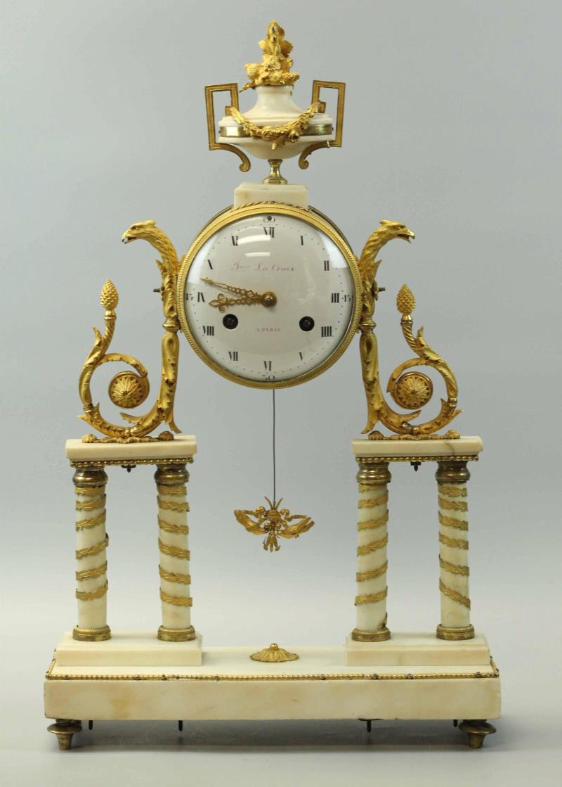 Early 19th Century La Croix Empire Dore Bronze Clock,