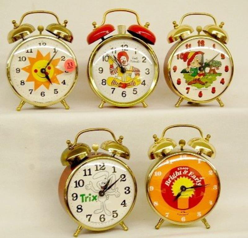 Group of 5 Food Advertising Alarm Clocks