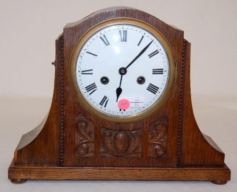 Foreign Oak Carved Mantle Clock