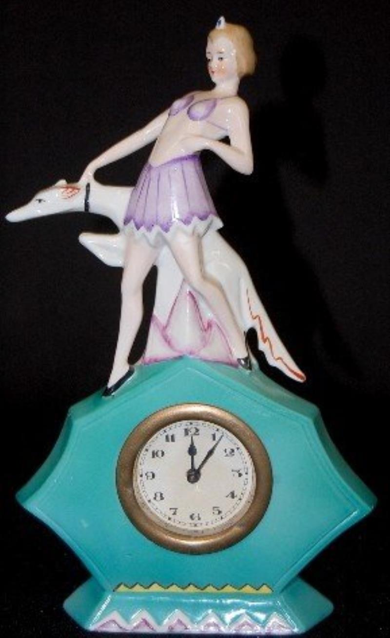 Germany Porcelain Art Deco Figural Clock