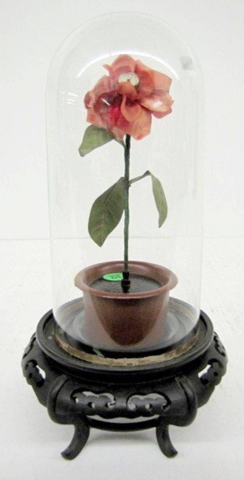 Red Rose Potted Plant Novelty Clock