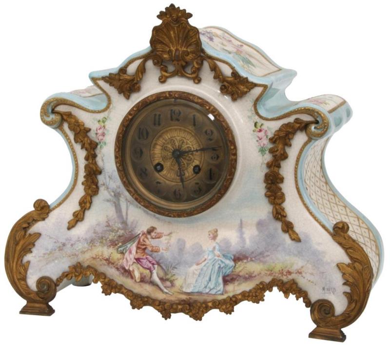 French Porcelain Mantel Clock