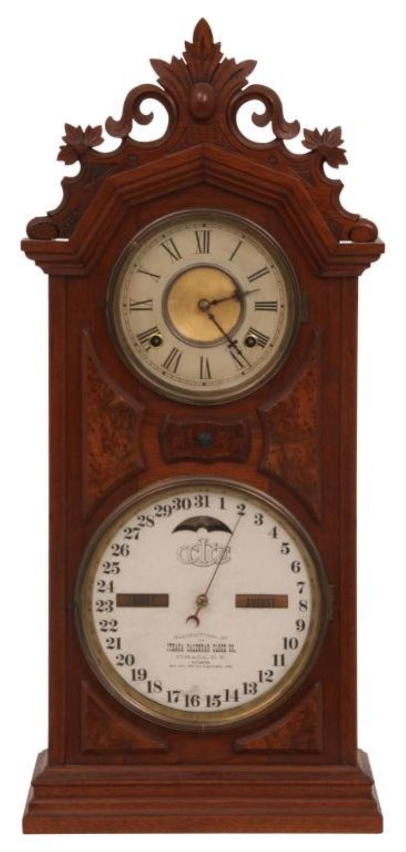 Ithaca No. 8 Shelf Library Calendar Clock