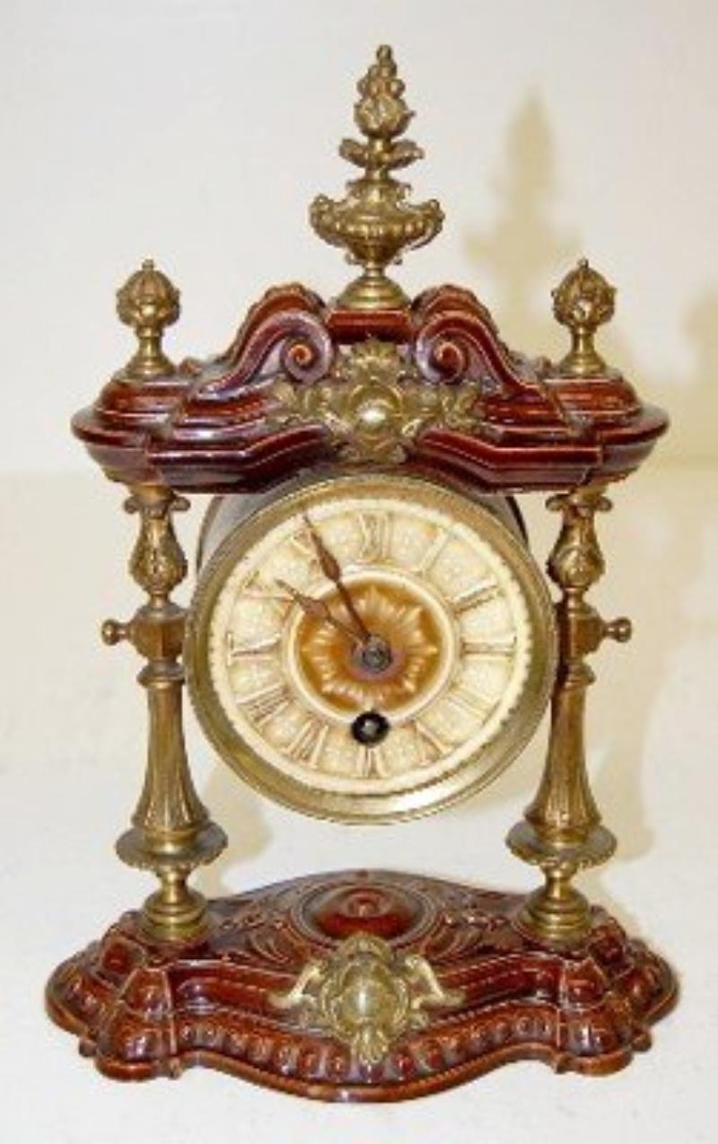Lenzkirch Miniature Porcelain & Bronze Clock