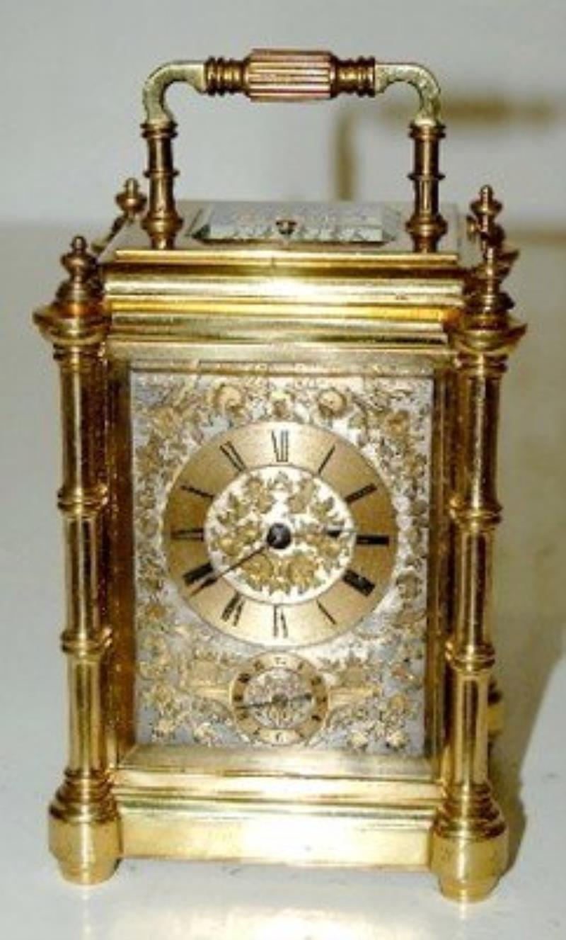 Ornate Tiffany Striking Repeater Carriage Clock