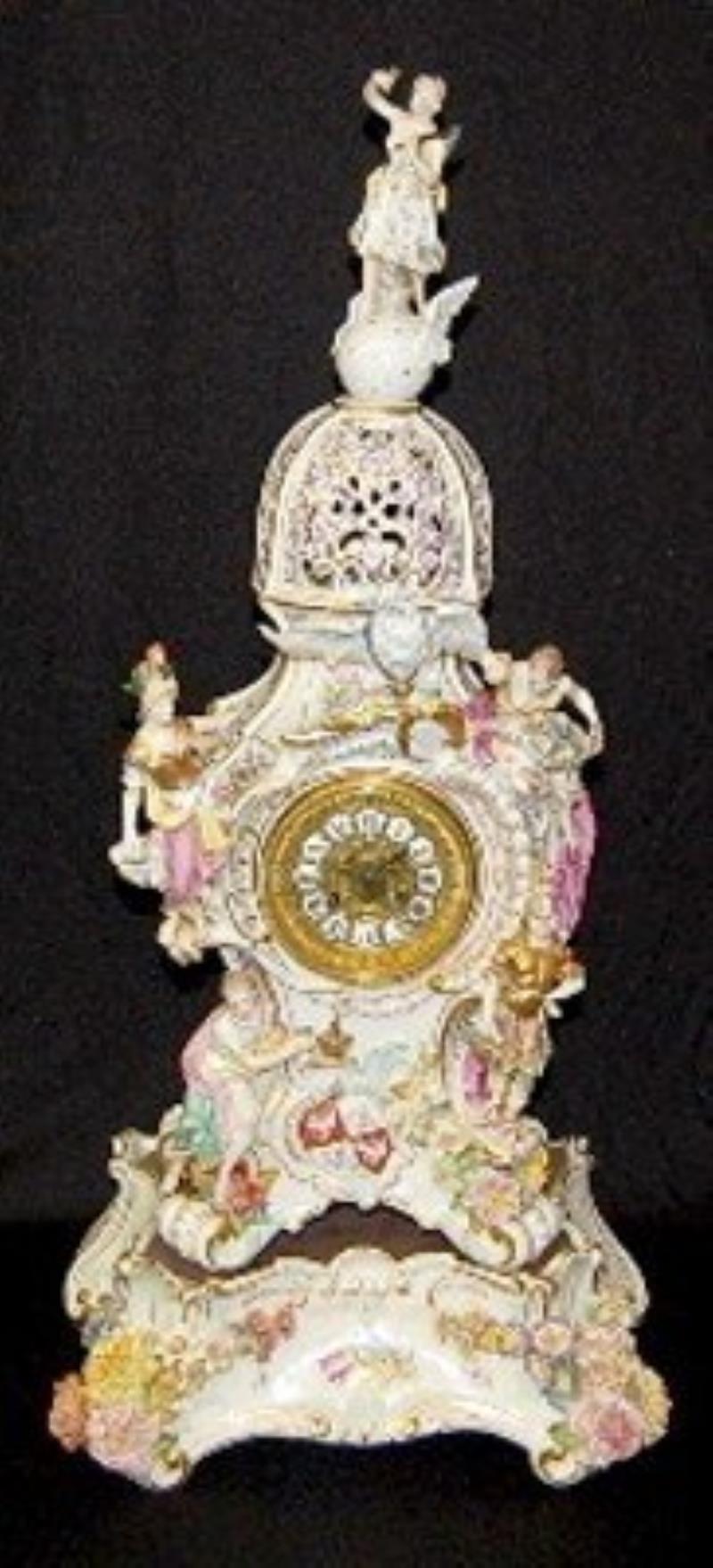 Antique Dresden Figural Porcelain Clock