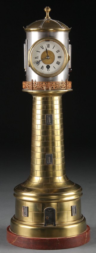 A FRENCH INDUSTRIAL ANIMATED LIGHTHOUSE CLOCK, 19