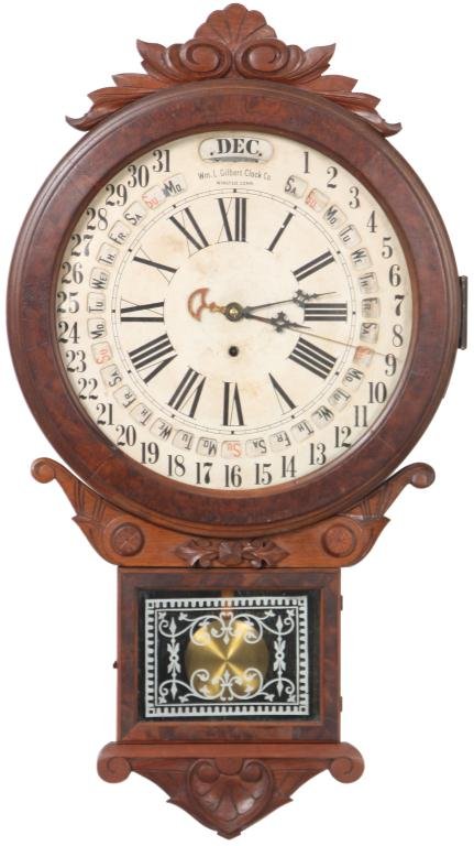 William Gilbert Office Drop Calendar Clock-ClockPrices.Com