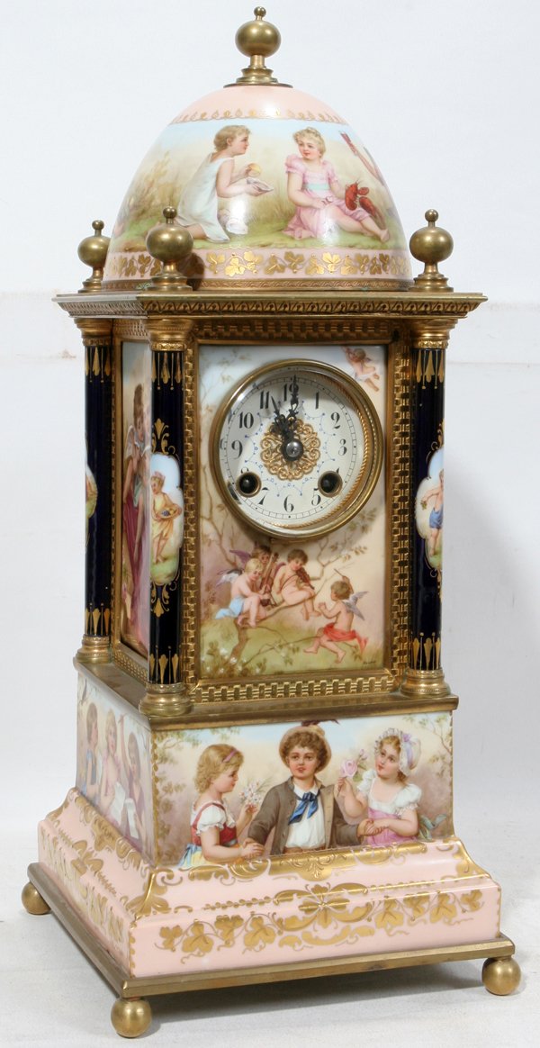ROYAL VIENNA PORCELAIN GERMAN MANTLE CLOCK