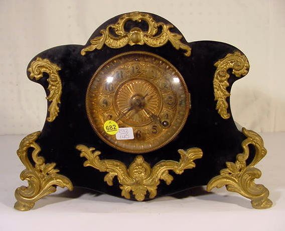 Ansonia “Amiens” Black Enameled Iron Clock