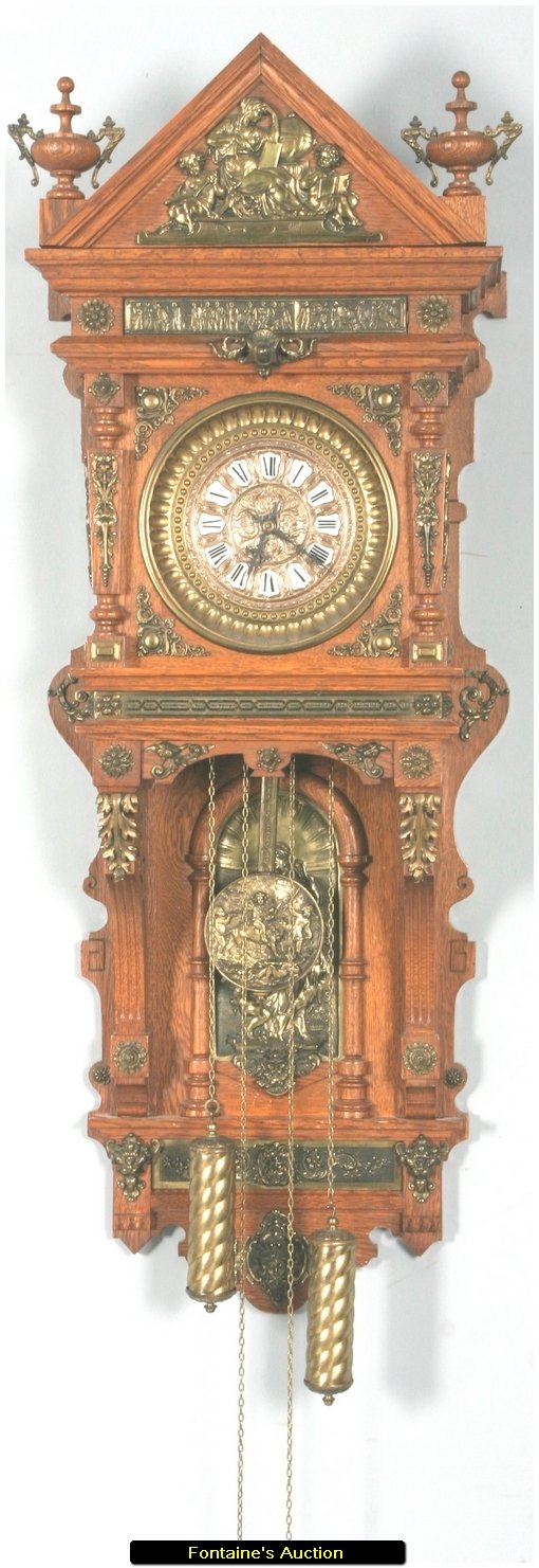 Ansonia “Antique Hanging” Oak Wall Clock
