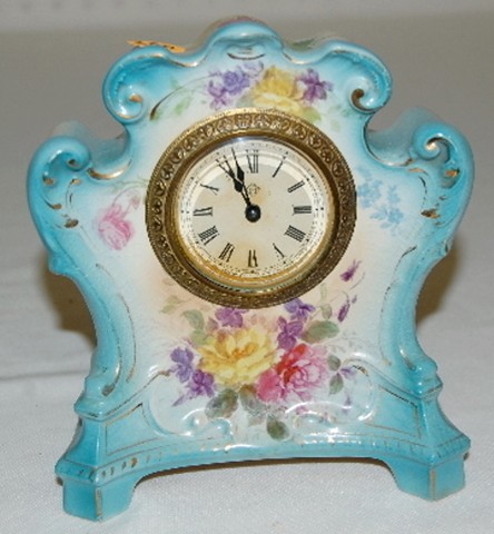 Ansonia Royal Bonn “Armor” Miniature China Clock