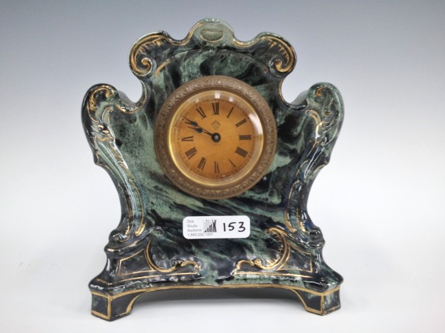 AN ANSONIA ROYAL BONN ‘ARMOR’ CHINA CLOCK