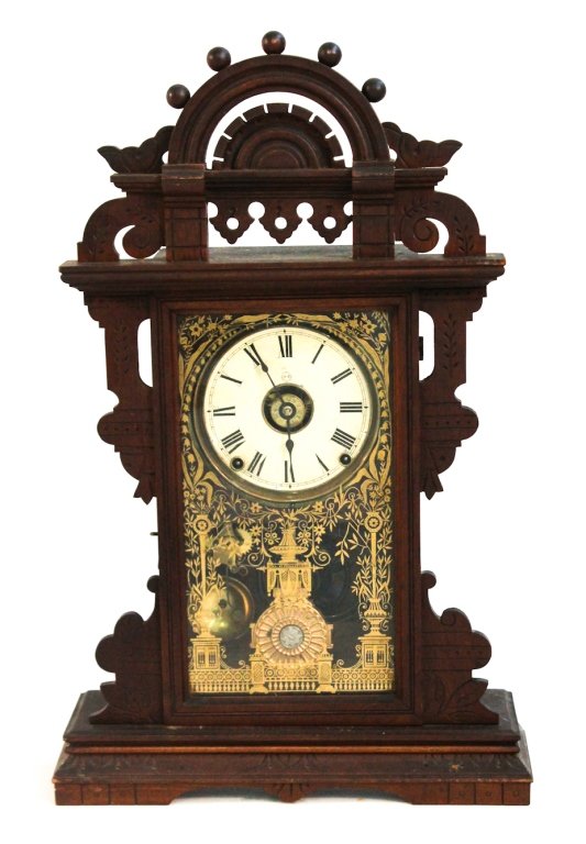 Seth Thomas walnut ball top mantel clock