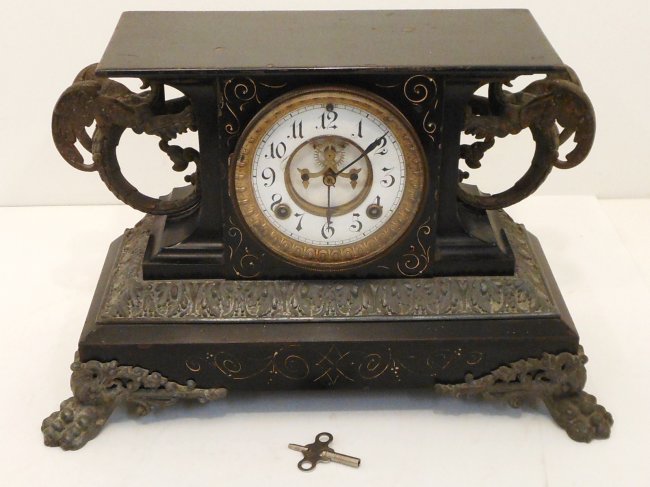 Ansonia Black Mantle Clock ‘Belgium’