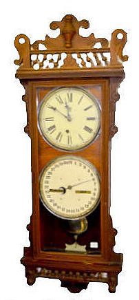 Waterbury No. 32 Double Dial Calendar Clock-ClockPrices.Com