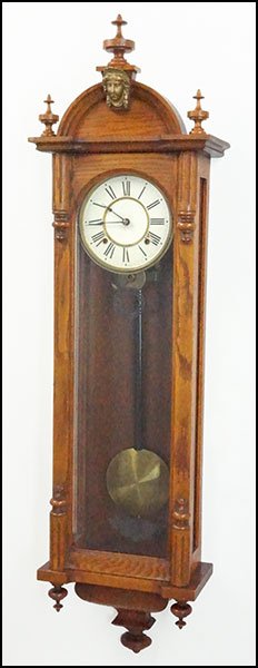 Antique American Ansonia Capitol Oak Wall Clock-ClockPrices.Com