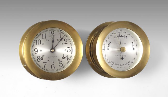 SETH THOMAS CORSAIR SHIPS BAROMETER AND CLOCK