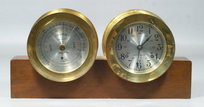 Seth Thomas Corsair ship’s clock and barometer desk set