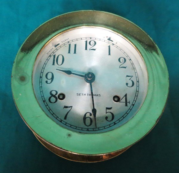 VINTAGE SETH THOMAS CORSAIR BRASS SHIPS BELL CLOCK