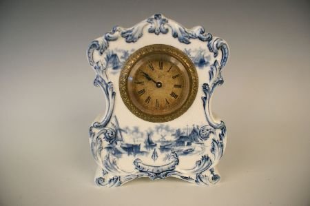ANSONIA DELFT STYLE CHINA CASE CLOCK