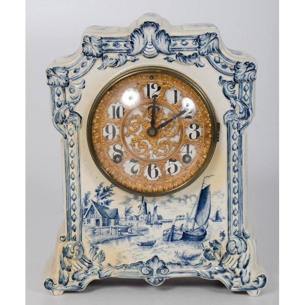 Ansonia Mantel Clock in Delft Case