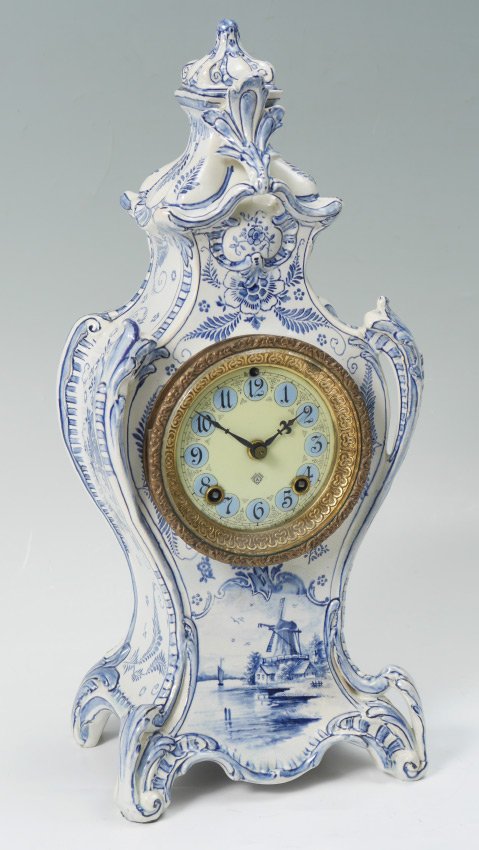 ANSONIA ROYAL BONN DELFT PORCELAIN CLOCK