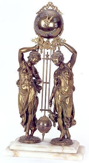 FREE SWINGER DOUBLE STATUE CLOCK, Ansonia Clock Co
