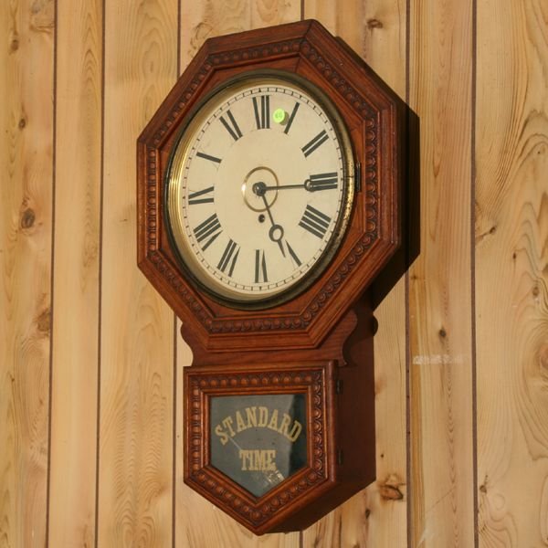 Wm. Gilbert Oak Octagon Long Drop Wall Clock Price Guide