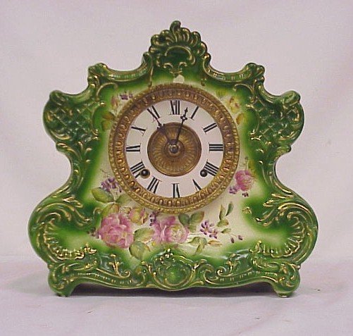 Ansonia Porcelain Clock-‘Dresden Extra’-13 ½” Tall