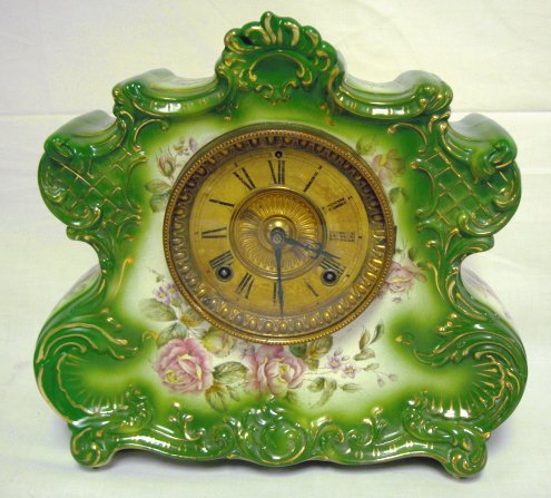 ANSONIA CHINA CASE CLOCK; *PORCELAIN DRESDEN EXTRA