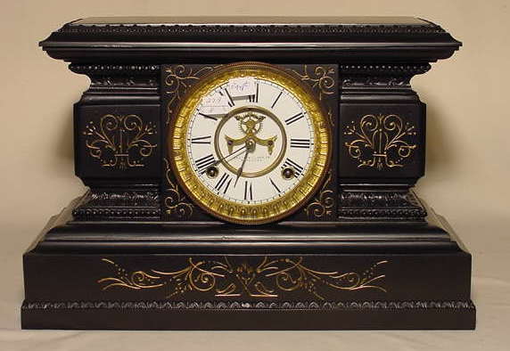Ansonia Egypt Black Iron Case Clock Open Esc NR
