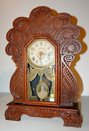 Gilbert “Egyptian #63” Tulip Carved Kitchen Clock