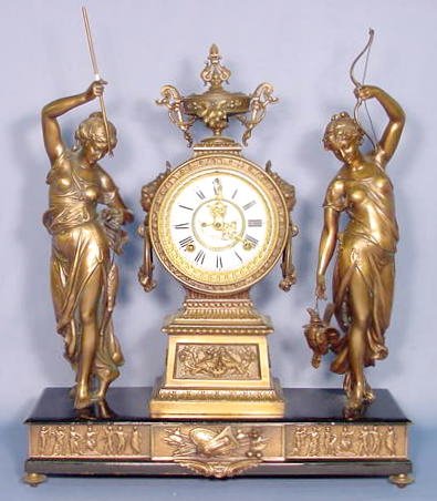 Ansonia Fisher & Hunter Double Statue Clock