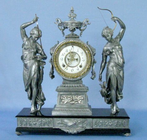 Ansonia Fisher & Hunter Double Statue Clock