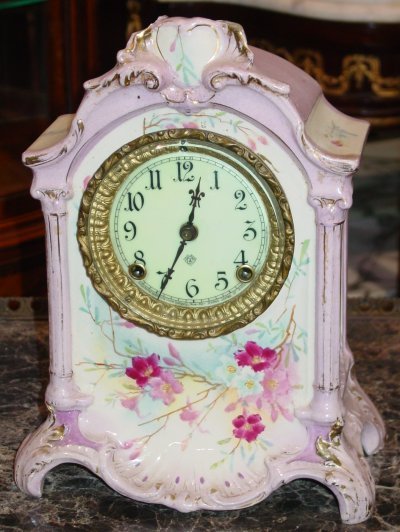 Royal Bonn Ansonia Floral Pottery Clock