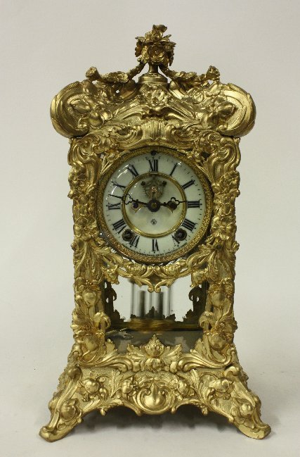 Museum quality Ansonia floral model clock