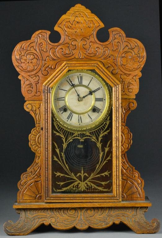 Waterbury Pressed Oak Clock