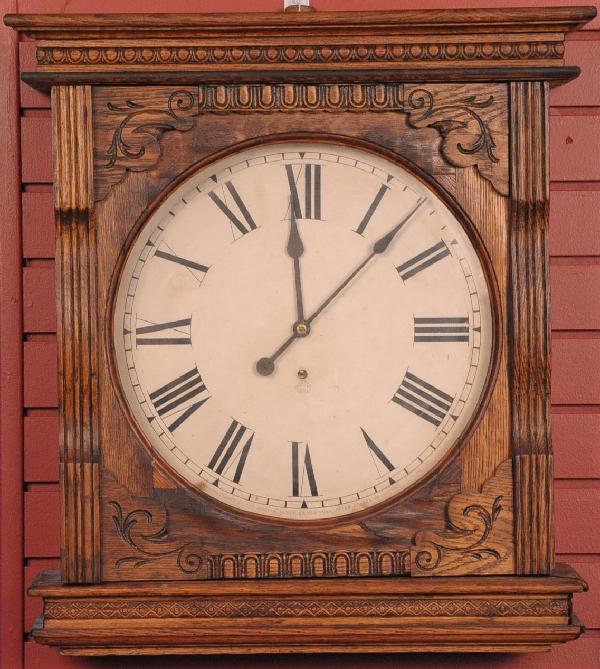 AN ANSONIA OAK CASE GALLERY CLOCK