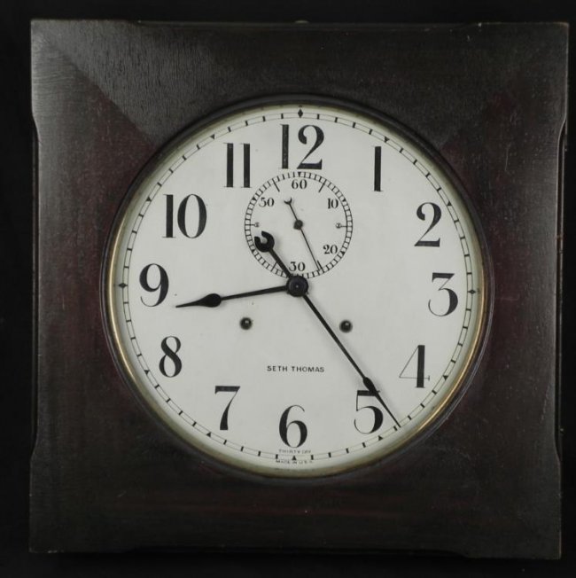 1910 ERA SETH THOMAS 30 DAY SQUARE GALLERY WALL CLOCK