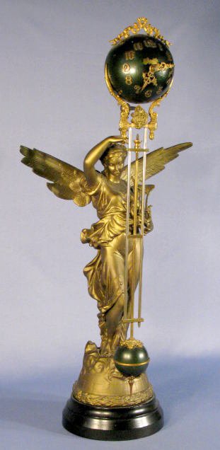 Ansonia Gloria Ball Swing Clock w/Black Balls