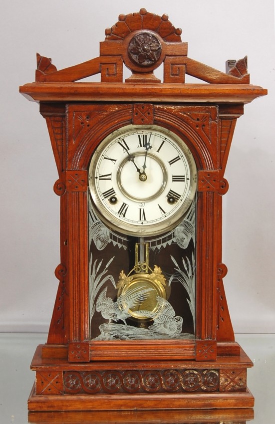 W.L. Gilbert Helios Model Walnut shelf clock