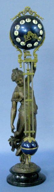 Ansonia Huntress Ball Swing Clock w/Blue Balls