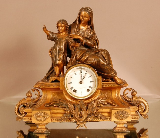 Seth Thomas & Figural Mantel clock.  Spelter statu