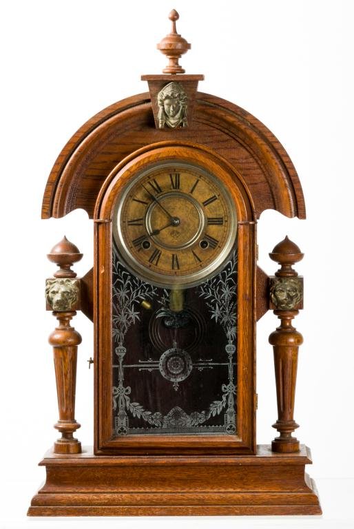 ANSONIA OAK “KING” SHELF CLOCK